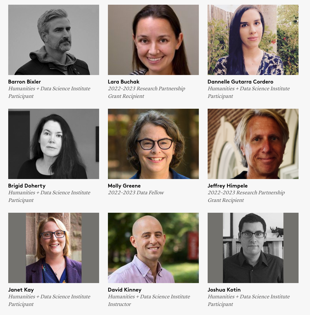 Affiliates page on the CDH website, which now includes Humanities + Data Science Institute instructors and participants